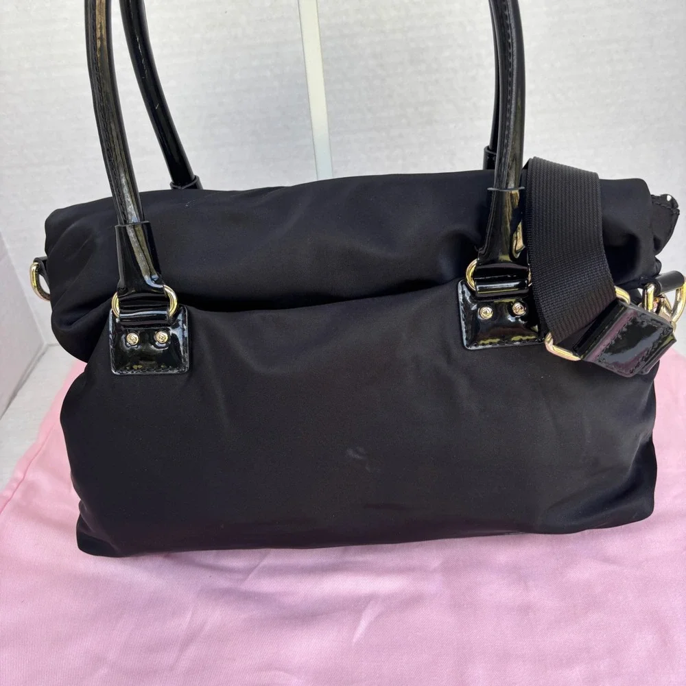 Kate Spade New York Black Nylon Carmen Leather Trim Shoulder Bag Crossbody Purse